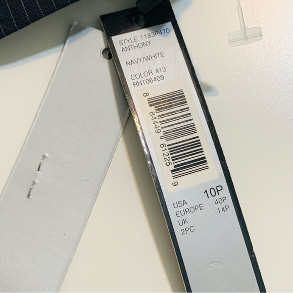 Tahari Navy Pin Striped Single Button Blazer w/ Tie-Waist Detail 10P NWT - Picture 9 of 14